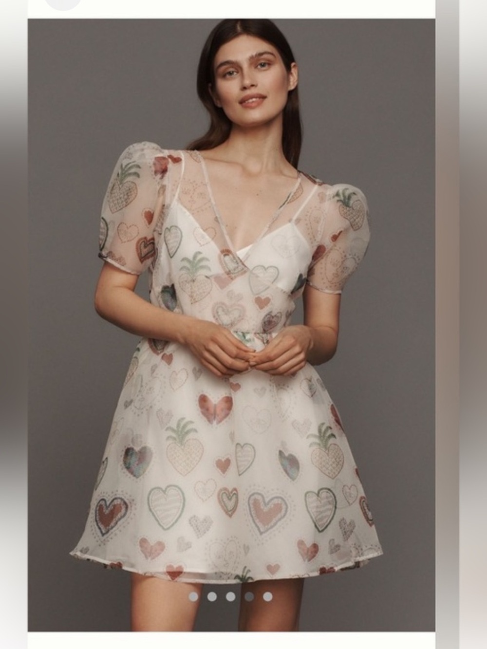 FArm Rio Sheer Heart Print Mini Dress - White